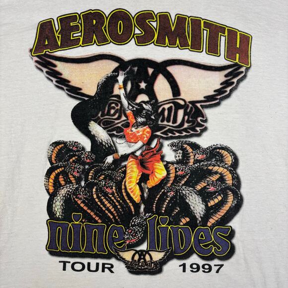 Vintage Aerosmith Nine Lives 1997 Tour XL Band Tee - Picture 2 of 9